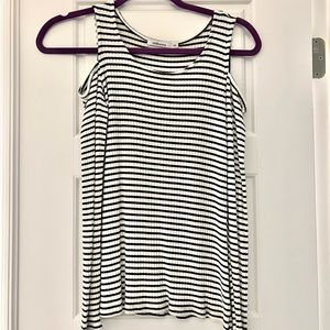Red Haute Stripe Cold Shoulder Top